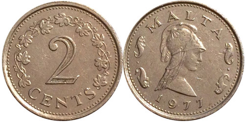 2 цента 1977 Мальта