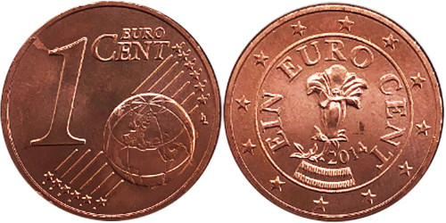 1 евроцент 2014 Австрия UNC