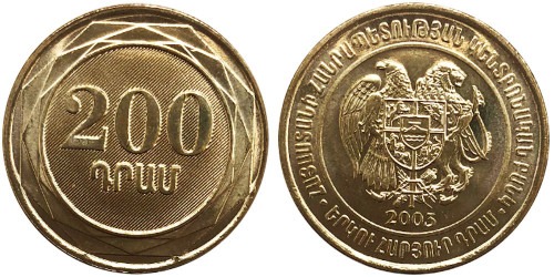 200 драмов 2003 Армения UNC