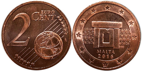 2 евроцента 2016 Мальта UNC