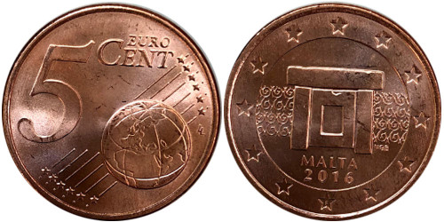 5 евроцентов 2016 Мальта UNC