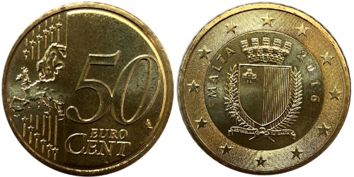 50 евроцентов 2016 Мальта UNC