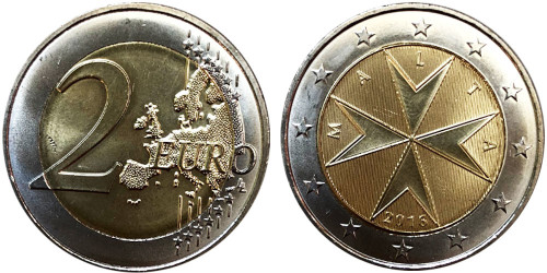 2 евро 2016 Мальта UNC