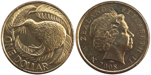 1 доллар 2008 Новая Зеландия
