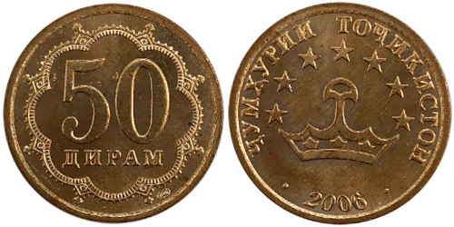 50 дирам 2006 Таджикистан — магнитная