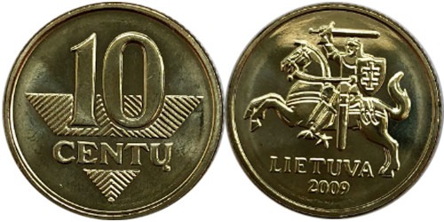 10 центов 2009 Литва UNC