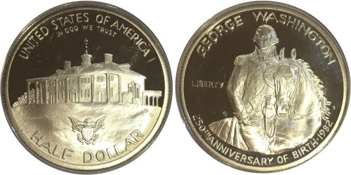1/2 доллара 1982 S США — 250 лет со дня рождения Джорджа Вашингтона BUnc — серебро
