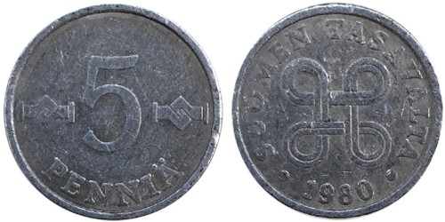 5 пенни 1980 Финляндия (алюминий)