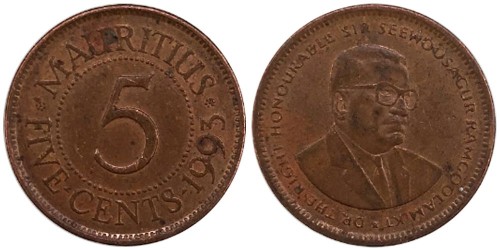 5 центов 1993 Маврикий