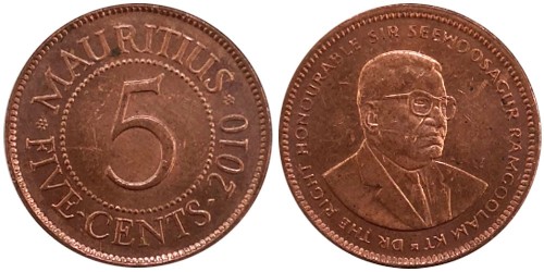 5 центов 2010 Маврикий