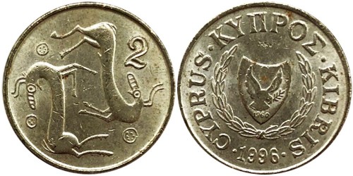 2 цента 1996 Республика Кипр