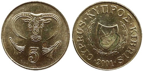5 центов 2001 Республика Кипр