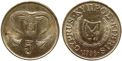 5 центов 1998 Республика Кипр