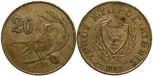 20 центов 1983 Республика Кипр