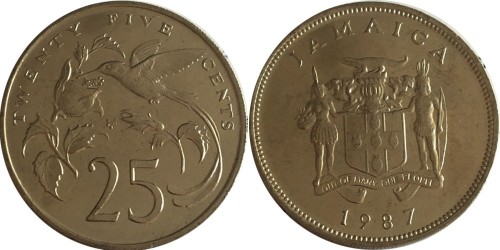 25 центов 1987 Ямайка