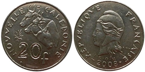 20 франков 2008 Новая Каледония