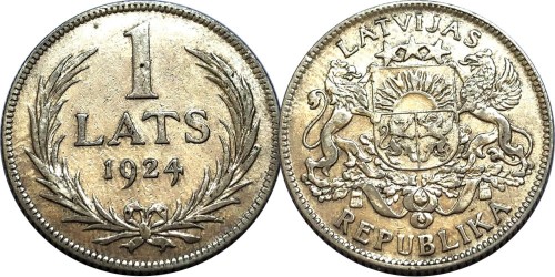 1 лат 1924 Латвия — серебро