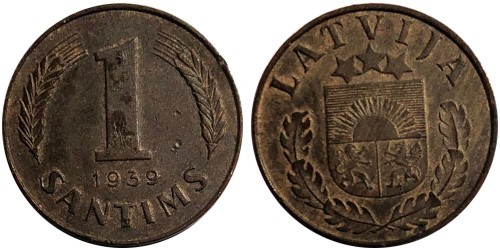 1 сантим 1939 Латвия