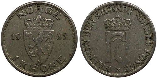 1 крона 1957 Норвегия