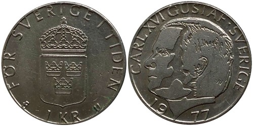 1 крона 1977 Швеция