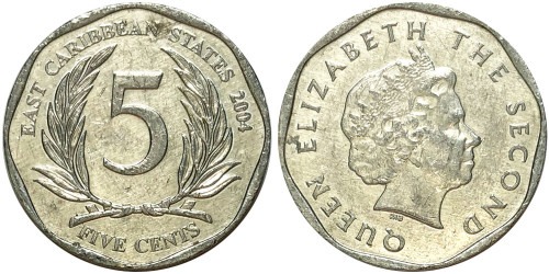 5 центов 2004 Восточные Карибы