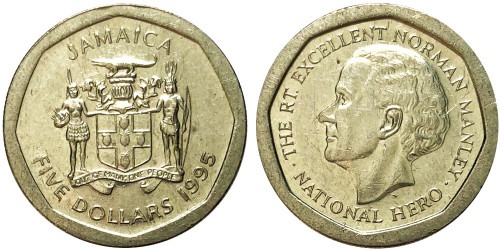 5 долларов 1995 Ямайка