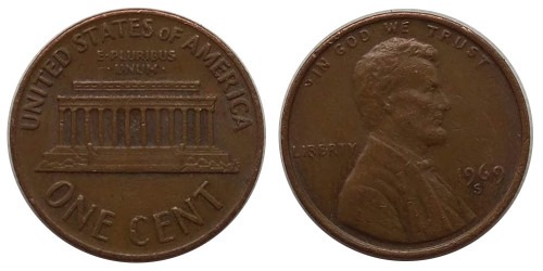 1 цент 1969 S США