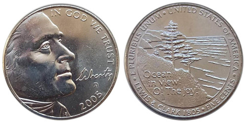 5 центов 2005 D США — Вид на океан
