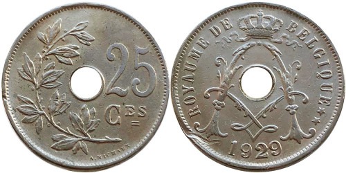 25 сантимов 1929 Бельгия (FR)