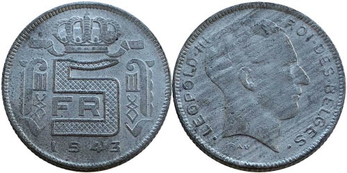 5 франков 1943 Бельгия