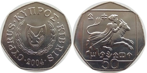 50 центов 2004 Республика Кипр UNC