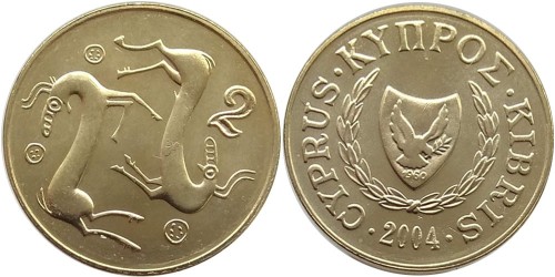 2 цента 2004 Республика Кипр UNC