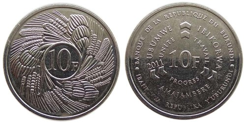 10 франков 2011 Бурунди UNC