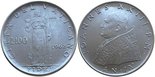 100 лир 1962 Ватикан