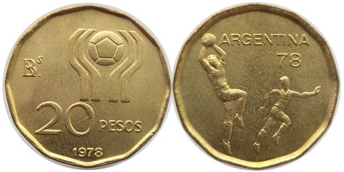 20 песо 1978 Аргентина — Чемпионат мира по футболу 1978 UNC