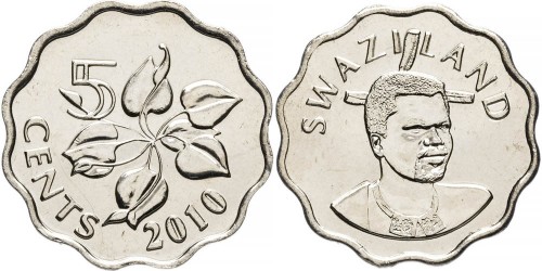 5 центов 2010 Свазиленд UNC