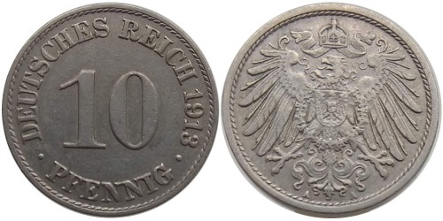10 пфеннигов 1913 «A» — Германская империя