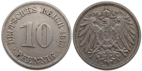 10 пфеннигов 1913 «D» — Германская империя