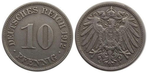 10 пфеннигов 1912 «D» — Германская империя