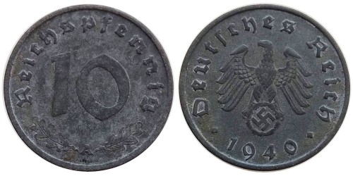 10 рейхспфеннигов 1940 «А» Германия