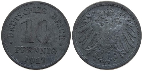 10 пфеннигов 1917  Германская империя — не магнитная