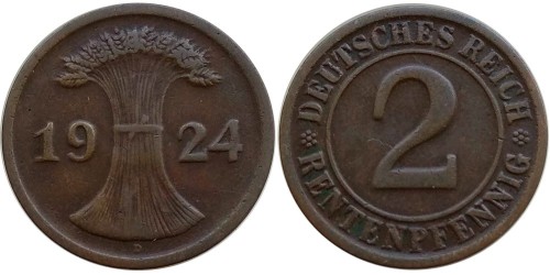 2 рентенпфеннига 1924 «D» Германия