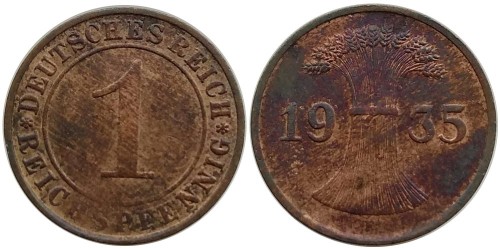 1 рейхспфенниг 1935 «F» Германия