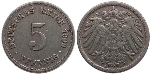 5 пфеннигов 1909 «A» Германская империя