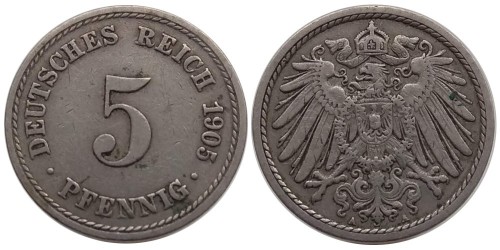 5 пфеннигов 1905 «A» Германская империя