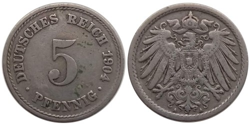 5 пфеннигов 1904 «A» Германская империя