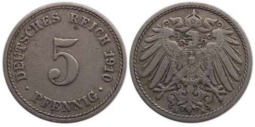 5 пфеннигов 1910 «A» Германская империя