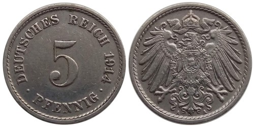 5 пфеннигов 1914 «A» Германская империя