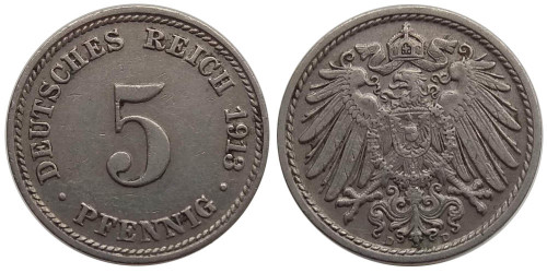 5 пфеннигов 1913 «D» Германская империя