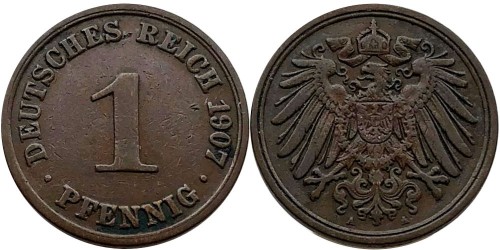 1 пфенниг 1907 «А» Германская империя